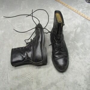 Addison Shoe Company Men 8.5W Combat Boots‎ Blk Leather Lace Up Rugged VTG 1980